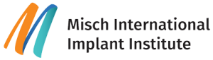 Orange and blue logo with black print of the Misch International Implant Institute